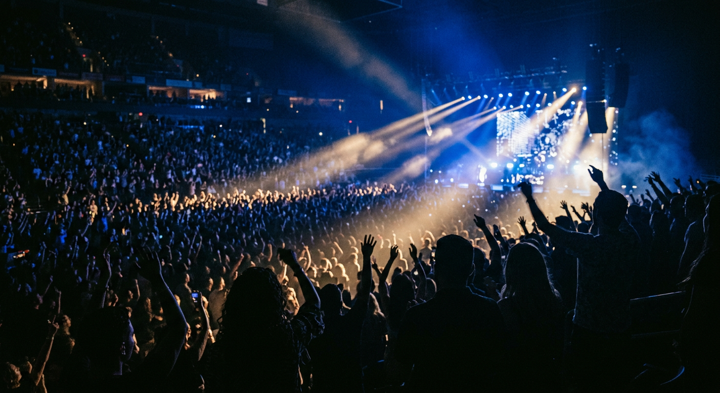 Floor seats at a sold-out arena show